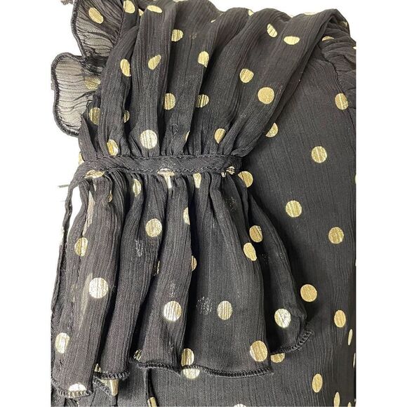 Anthropologie Autres Filles black and gold polka dot flowy top, Size Small - Picture 4 of 5